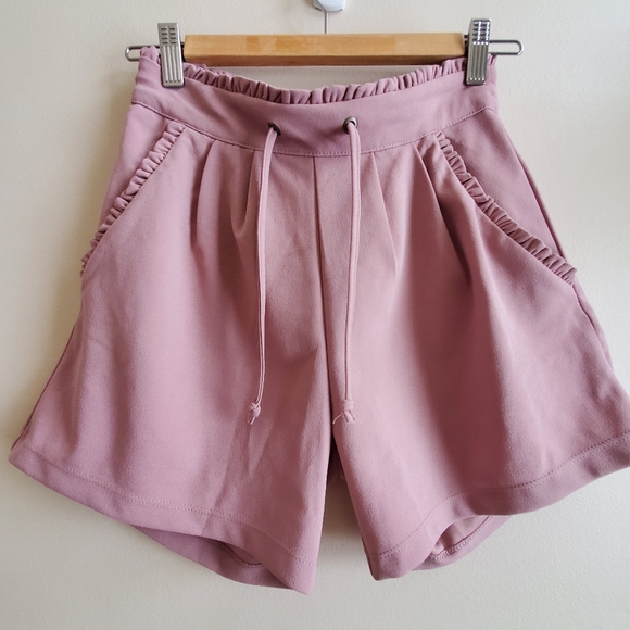 Pigalle rose pink shorts with draw strings elastic waisted - Picture 3 of 7